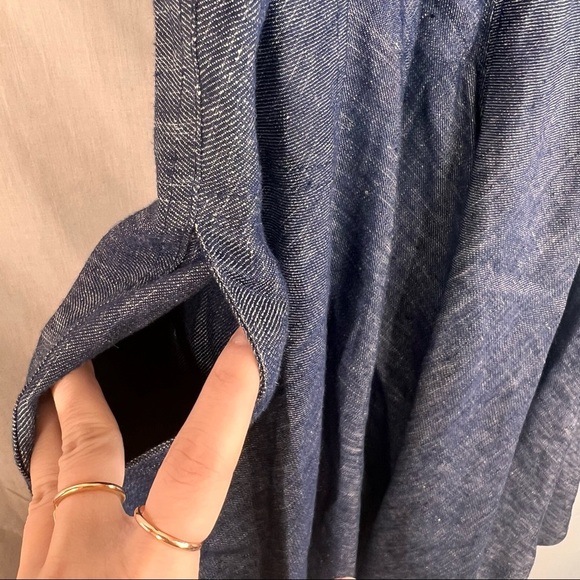 TAYLOR Womens Midi 100% Linen Fit And Flare Denim Dress Wedding Party Nautical - Picture 12 of 12